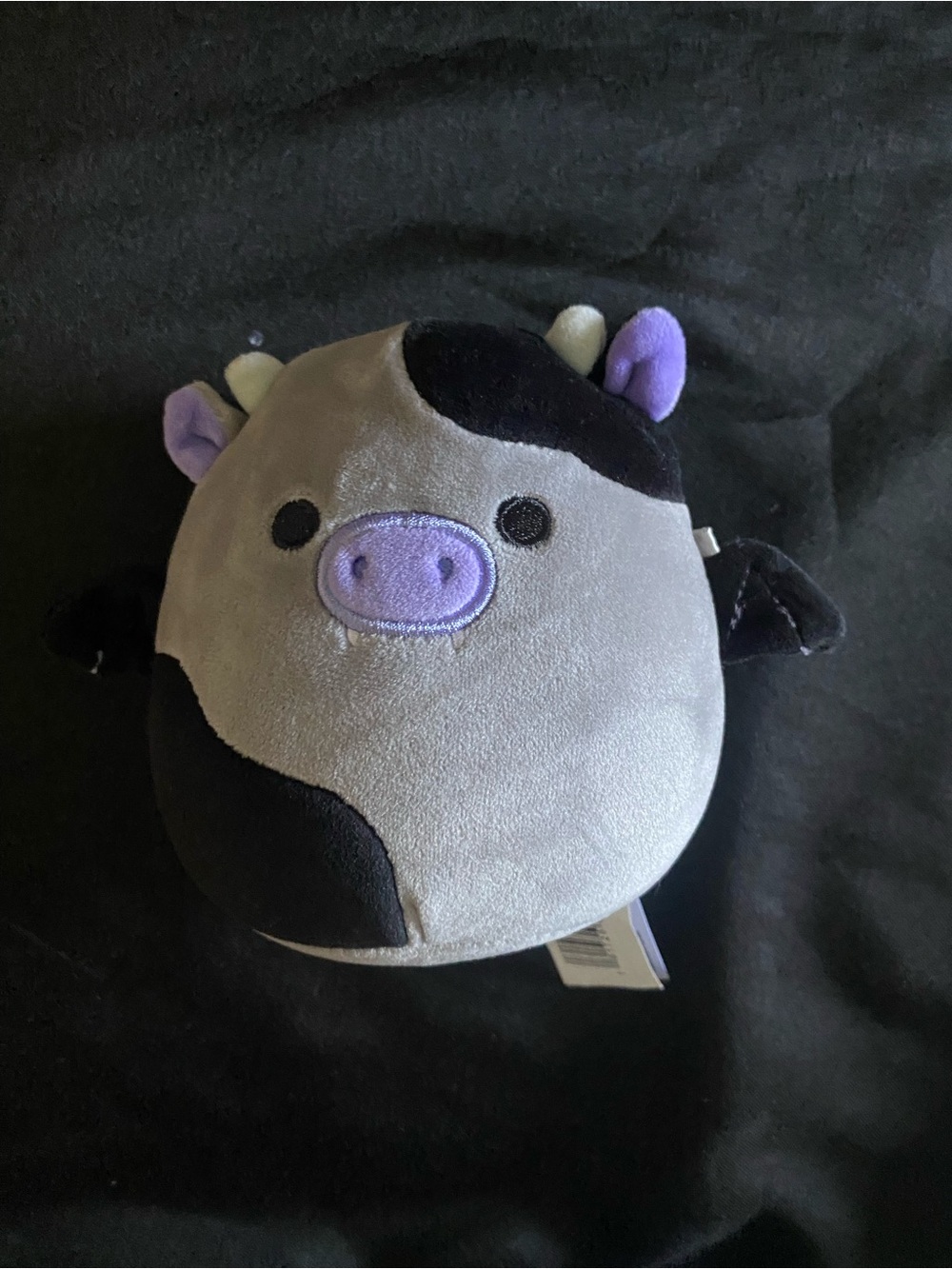 Squishmallow Bridget gray and black cow bat plush